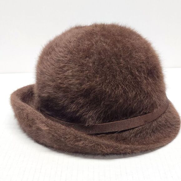 Kangol Furgora Cloche Hat Brown Angora Wool Blend England - Picture 6 of 9